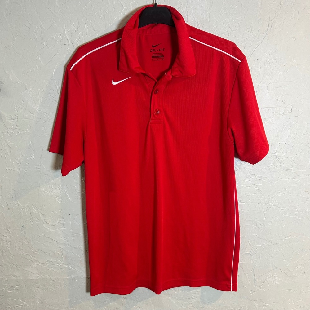 Nike Dri‎ Fit Men's Red Short Sleeve Athletic Polo Shirt Size S